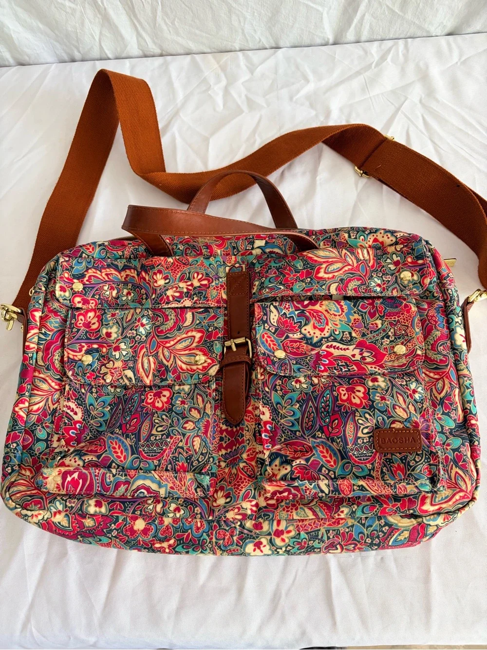BAOSHA multicolored lap top brief case shoulder bag